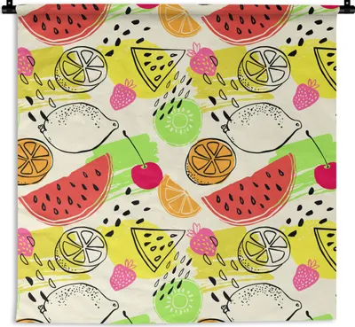 Produktbild von MuchoWow® Wandteppich Wandbehang Wassermelone - Obst - Muster 150x150 cm Tapisserie Dekoration Wandtuch - Wohnaccessoires - Modernes