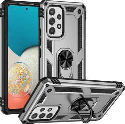 Produktbild von Galaxy A53 5G Hülle, Dual Layer Militäre Fallschutz Schutzhülle mit Ringhalterung Ständer für Samsung Galaxy A53 5G Silber