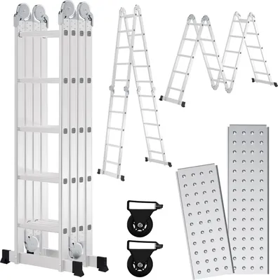 Produktbild von Hengda 4x5 Mehrzweckleiter 582cm 6 in 1 Alu Leiter Vielzweckleiter Klappleiter  Anlegeleiter Stehleiter Haushaltsleiter Aluleiter  Multifunktionsleiter