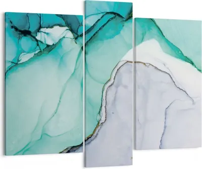 Produktbild von Bild auf Leinwand - Leinwandbild - 3 Teile - Abstraktion Marmor Türkis - 95x80cm - Wand Bild - Wanddeko - Wandbilder - Leinwanddruck - Bilder - Wanddekoration - Leinwand bilder - CB95x80-4553