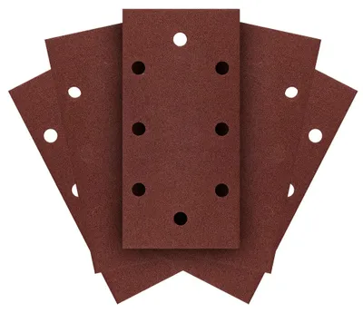 Produktbild von Schleifpapier mit Klettverschluss, 93 x 185 mm, Körnung P150, 5 Stück, mit 8 Löchern