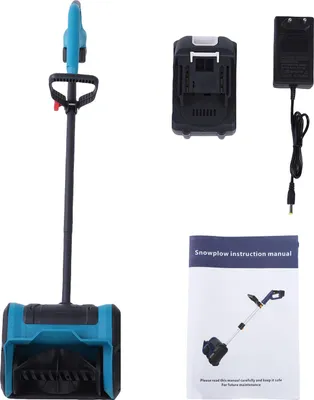 Image de Fraise à neige sans fil, 21 V, électrique, 30 000 tr/min, poignée ergonomique, largeur de déblaiement 28 cm, portée d'éjection 8 m, pliable, prise UE