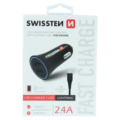 Produktbild von Swissten 20110910 Ladegerät für mobile Geräte Universal Schwarz Zigarettenanzünder Auto