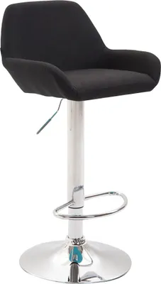 Produktbild von CLP Barhocker höhenverstellbar Braga, Thekenhocker Stoffbezug mit Rückenlehne schwarz Gestell Farbe chrom