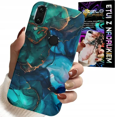 Image de Étui Pour Huawei P Smart 2019 - Bleu Vert Marbre Arrière Designs
