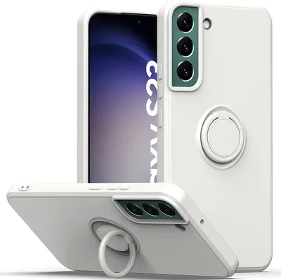 Produktbild von Samsung S23 Handyhülle, Ring Halter Ständer Kratzfeste Weiche Silikon schutzhülle für Samsung Galaxy S23 Weiß