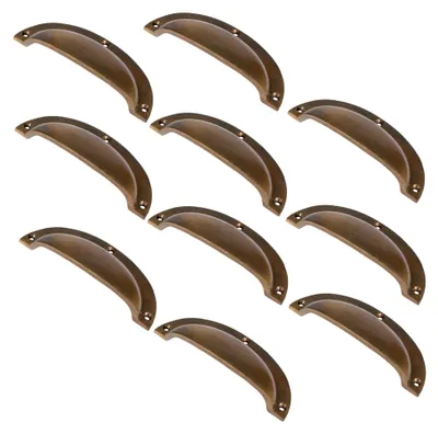 Produktbild von Gebogener Schrankgriff - W130mm x H50mm - Messing - 10er Pack