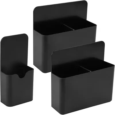 Produktbild von PolkaHome® Magnetische Stifthalter 3er-Set – Schwarze Büro-Organizer für Whiteboard, Kühlschrank, Metallschrank
