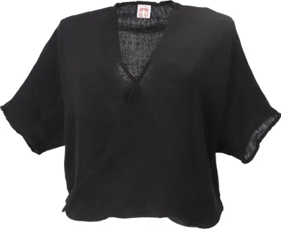 Produktbild von Musselin Boho Bluse, Oversize Baumwollbluse, Maxibluse - Schwarz, Damen, Baumwolle, Blusen & Tunikas
