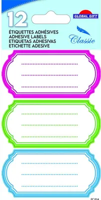 Produktbild von 12 Schuletiketten - Vintage-Oval - mehrfarbig