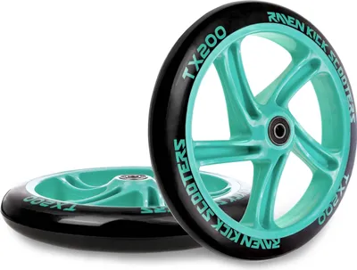 Produktbild von Ersatzräder für Raven Cityroller Scooter Roller Kickscooter Straight Black/Mint Polyurethan200mm mit Kugellager Black - 2 Stück