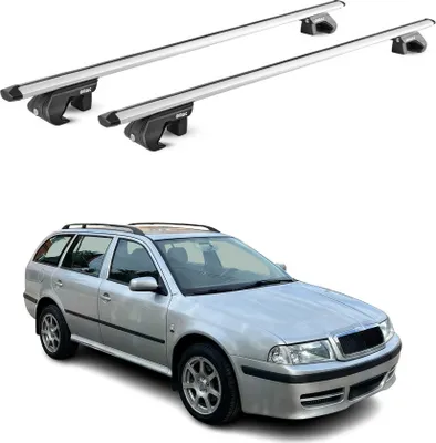 Obrázek produktu pro Střešní nosič Základní nosič pro Škoda Octavia Kombi 1998-2020 90 kg hliník stříbrný 2x ABE