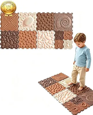 Imagen del producto de Alfombrillas sensoriales, juego de 11 texturas, ideales para niños y adultos