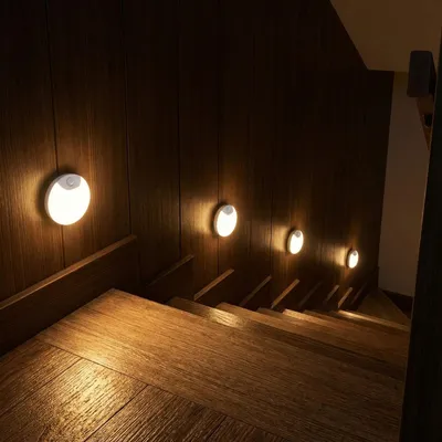 Produktbild von 4er-Set LED Schrankleuchte mit Bewegungssensor – Wiederaufladbares Nachtlicht, Magnetisch & Kabellos – Ideal als Treppenlicht & für Kleiderschrank