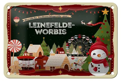 Produktbild von Blechschild Weihnachten Grüße LEINEFELDE-WORBIS Geschenk Deko  18x12cm