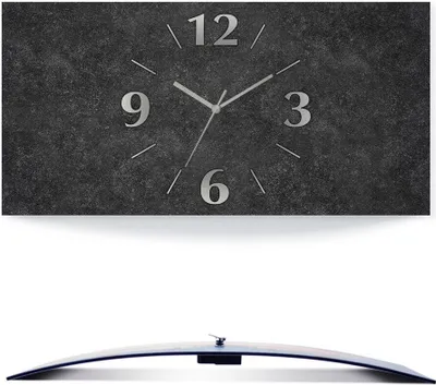 A rectangular wall clock with a granite-like texture and silver hands and numbers, shown against a white background.