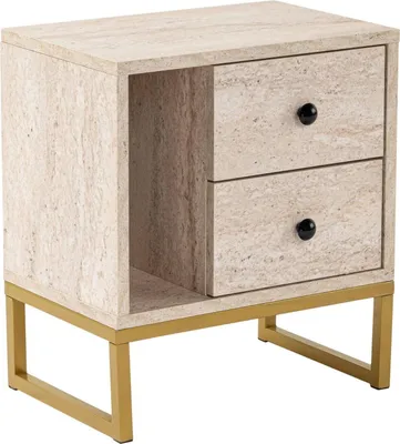 Image de Rhiannon - Table de chevet, 45x30x50h cm Beige, une étagère