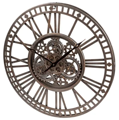 Produktbild von formano Wanduhr Metall groß 59 cm Industrial Uhr mit beweglichen Zahnrädern