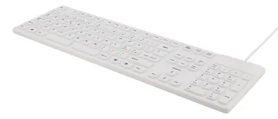 Produktbild von DELTACO Silikontastatur, IP68, full size, 105 Tasten, weiß