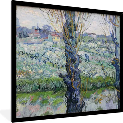 Produktbild von MuchoWow® Gerahmtes Poster Ansicht von Arles - Gemälde von Vincent van Gogh 40x40 cm - Poster mit Schwarzem Bilderrahmen Wandposter Rahmen Foto Bilder - Mit Rahmen - Wanddekoration Schlafzimmer