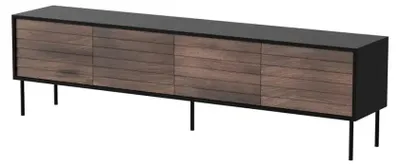 Zdjęcie produktu dla Cama Szafka RTV 4D CORTINA 200x40x55 czarny/orzech, Czarny, Płyta wiórowa, Czarny, Płyta wiórowa, 2 pół., Laminat
