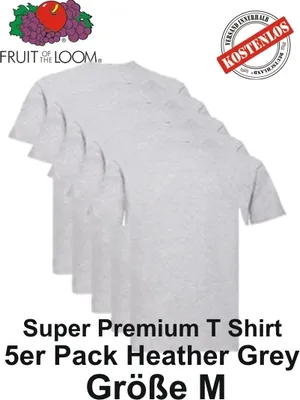 Immagine prodotto di confezione 3er/5er/10er Fruit of the Loom Super Premium T Shirt S M L XL 2XL 3XL M Heather Grrey 5