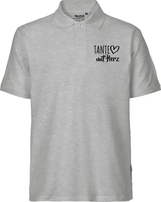 Produktbild von Huuraa Herren Polo Shirt Tante mit Herz L Sport Grey Bio Baumwolle Fairtrade Poloshirt Geschenkidee