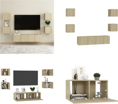 Obrázok produktu pre vidaXL 6-dielna sada TV skriniek Sonoma dub na báze dreva - TV skrinka - TV skrinky - HiFi skrinka - HiFi skrinky