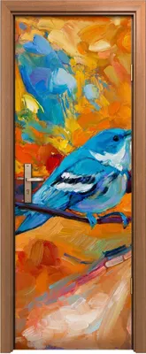 Produktbild von Türposter 70x200 cm Türaufkleber Türtapete Türfolie Klebefolie groß Blau Vogel Tier Natur