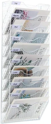 Zdjęcie produktu dla Biały 10-półkowy regał archiwizacyjny formatu A4, konstrukcja z drutu
