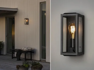 Produktbild von LED Außenwandleuchte, Gartenlaterne für draußen, Terrassenbeleuchtung, Schwarz