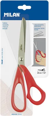 Produktbild von Milan BWM10151, Erwachsener, Gerader Schnitt, Einzelbild, Rot, Edelstahl, Büroscheren