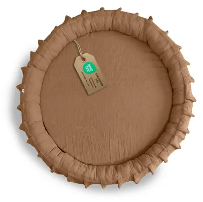 Produktbild von Bodenkissen Braun mit Rüschen - Sitzkissen für Kinder aus Musselin