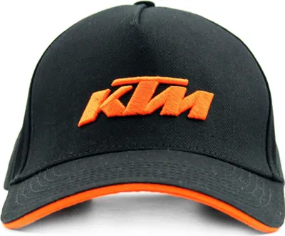 Produktbild von KTM Bike Industries Base Cap schwarz mit gesticktem Logo in Orange