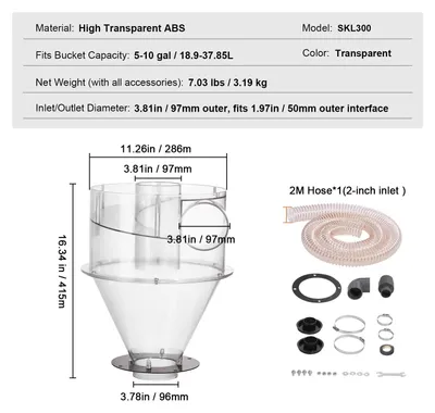 Image de Filtre cyclonique - Séparateur de poussière - Aspirateur - 4 pouces
