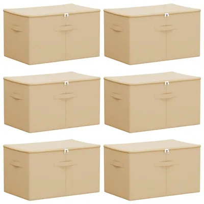 Image de vidaXL Boîte de rangement, lot de 6, couleur crème, 55 x 35 x 32 cm, tissu non tissé