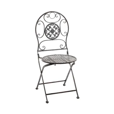 Produktbild von Kobolo kovová stolička záhradná stolička vintage nostalgia stolička - kovová sivá 91cm skladacia - záhradný nábytok sada balkónová stolička dekorácia Záhradná stolička Balkón