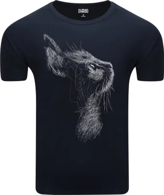 Produktbild von Diarbo Herren T-Shirt mit Tierliebhaber Druck Skizze eines Katzenportrait Dunkelblau Gr.XXL