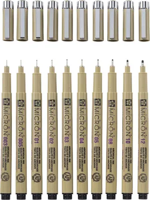 Image de Sakura Pigma Micron Étui 10 feutres fins noirs