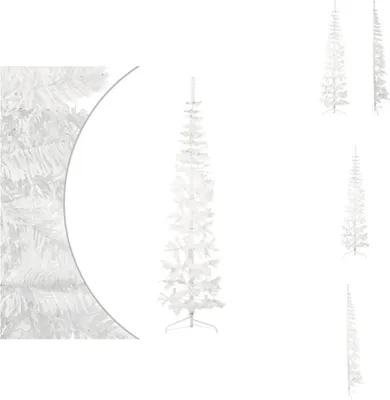 Produktbild von vidaXL Künstlicher Halb-Weihnachtsbaum mit Ständer Schlank Weiß 240 cm - Weihnachtsbäume