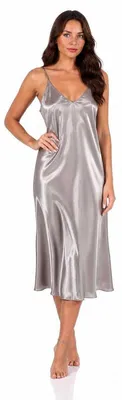 Produktbild von Damen Negligé Nachtwäsche Nachtkleid Dessous Satin; Taupe S