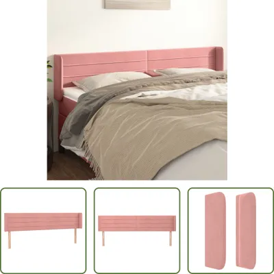 Produktbild von The Living Store Kopfteil mit Ohren Rosa 203x16x78/88 cm Samt