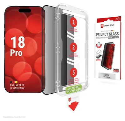 Produktbild von Displex Privacy Panzerglas (10H) für Apple iPhone 2026 Pro/17 Pro, Privacy Filter, Apple, iPhone 2026 Pro/17 Pro, Stoßfest, Staubresistent, Schlagfest, Kratzresistent, Schockresistent, 1 Stück(e)