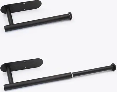 Produktbild von Unyqoos® Küchenrollenhalter aus Edelstahl, schwarz – längenverstellbarer, teleskopischer Wandhalter ohne Bohren für Küche & Bad mit 3M-Aufkleber