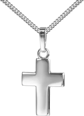 Produktbild von JEVELION Kreuz-Anhänger mit Panzer-Kette für Damen, Herren und Kinder in Hochglanz poliert als Kettenanhänger 925 Silber