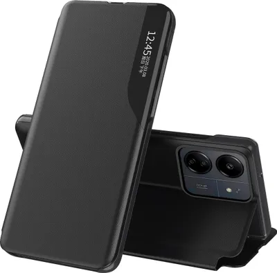 Obrázek produktu pro Flipové pouzdro pro Xiaomi Redmi 13C /Poco C65,Polyuretankůže pouzdro s okénkem a funkcí stojánku černé