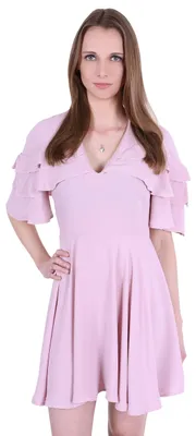 Produktbild von John Zack Puderrosa Kleid mit Rüschen an den Ärmel XS
