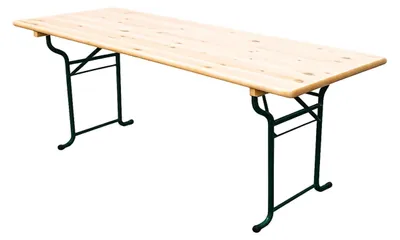 Productafbeelding van Biertafel BAVORD LUX 220x70 cm – massief grenen 30 mm, rond buisframe Ø30 mm, draagvermogen 300 kg