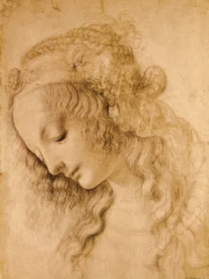 Produktbild von Leonardo Da Vinci Kunstdruck Bild - Weiblicher Kopf, Circa 1478 (80 x 60 cm)
