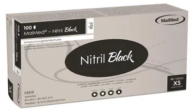 Produktbild von 10x MaiMed-Nitril Black PF Gr.XS, unsteril, 100 St./B | Box (100 Stück)